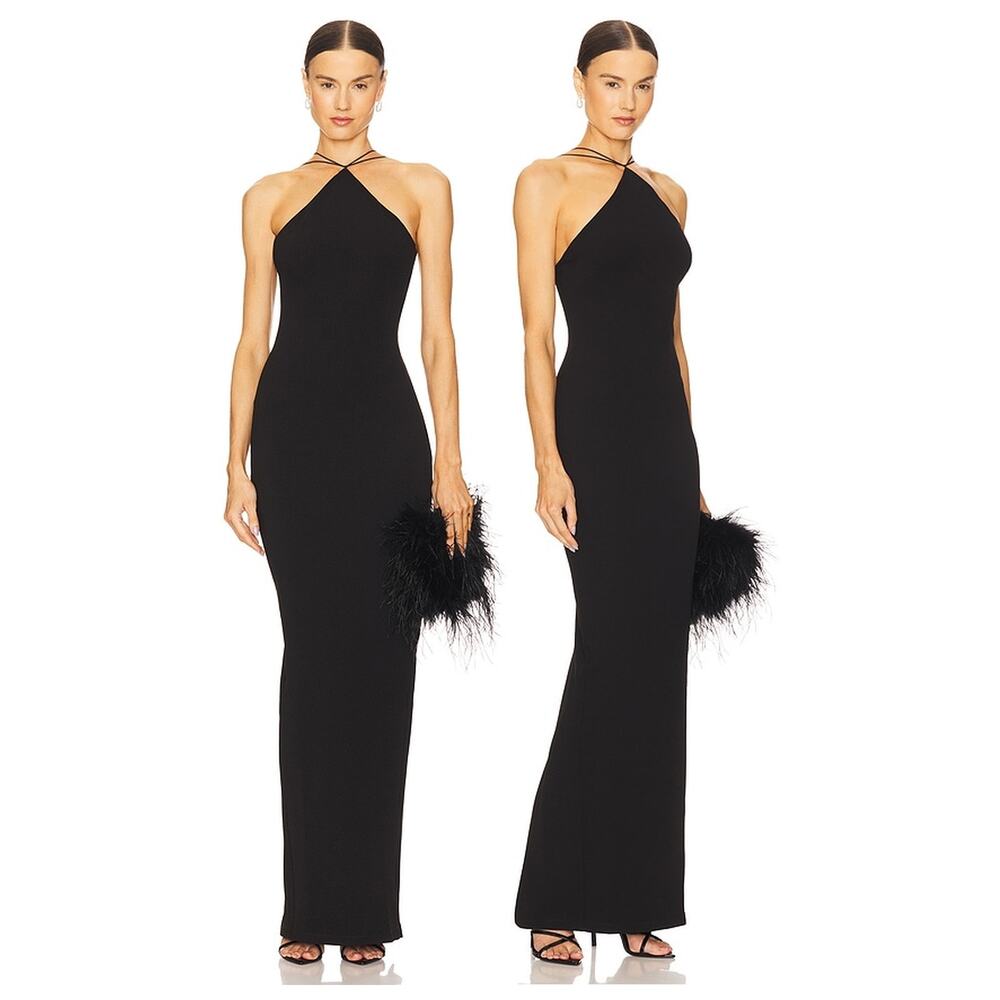 Nookie Trinity Gown Halter Maxi Dress Open Back Party Cocktail Formal Prom XS